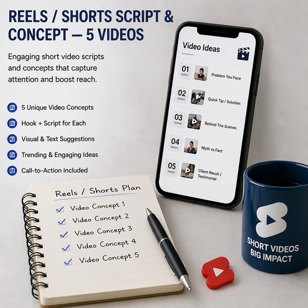 Reels / Shorts script & concept — 5 videos